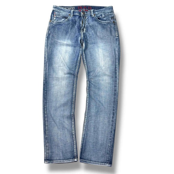 BLK.8 DNM Slim Fit Low Waist Distressed Jeans Light Wash 36x32 Straight Leg Blue - Picture 2 of 11